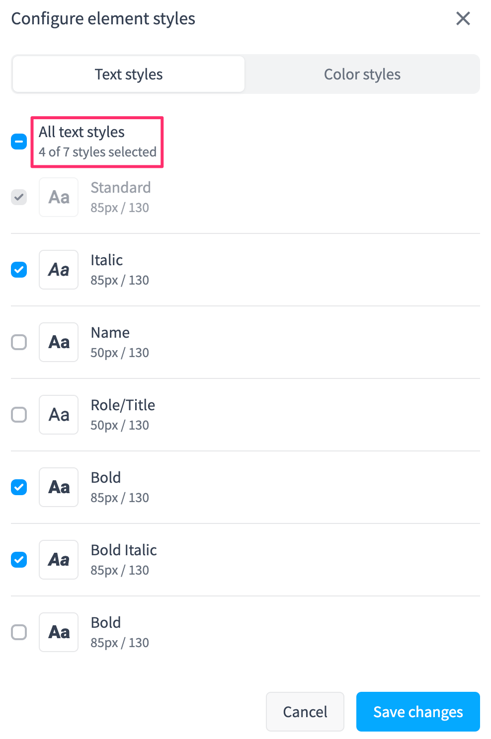 Managing Text Styles in Studio – Bynder Support