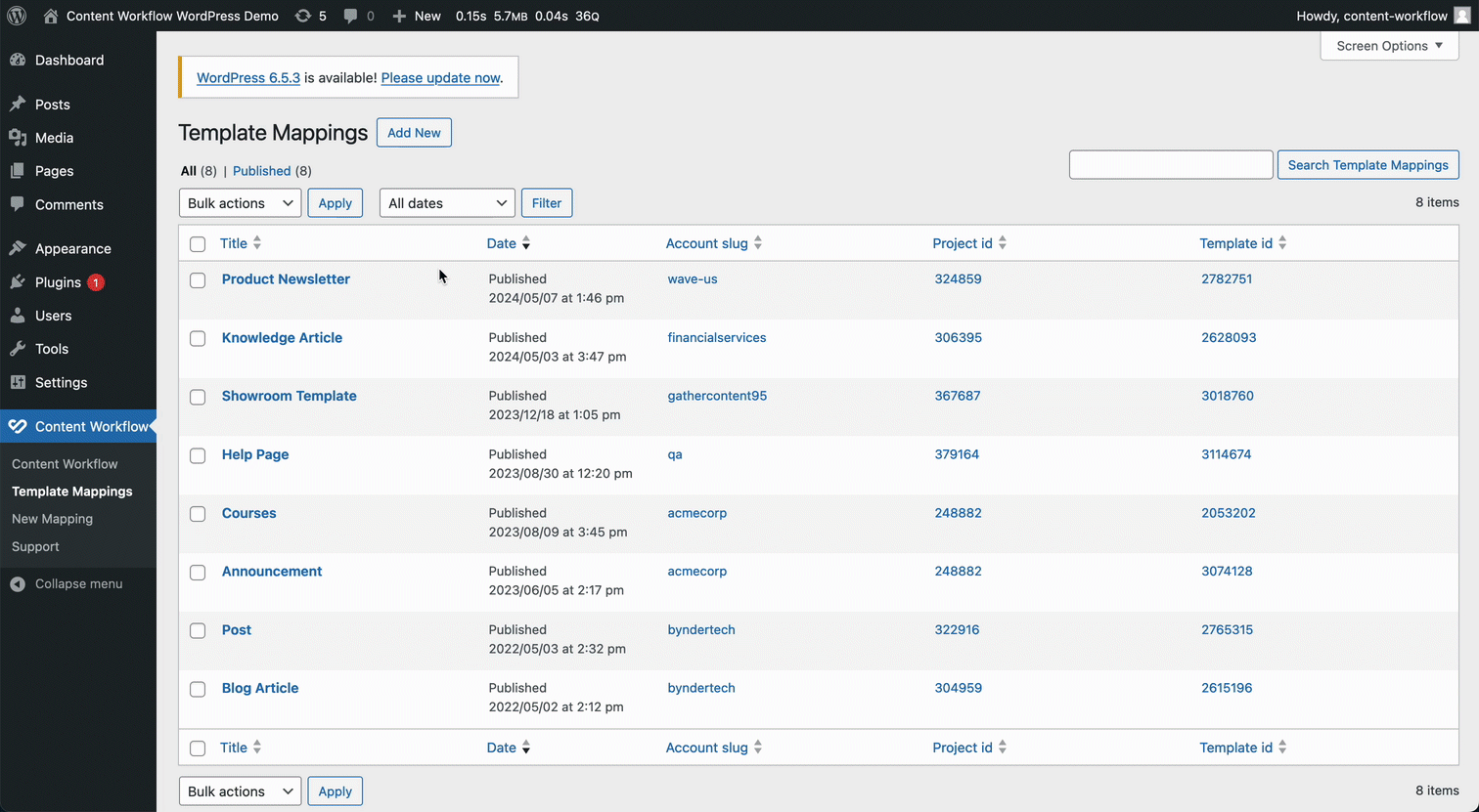 Importing items
