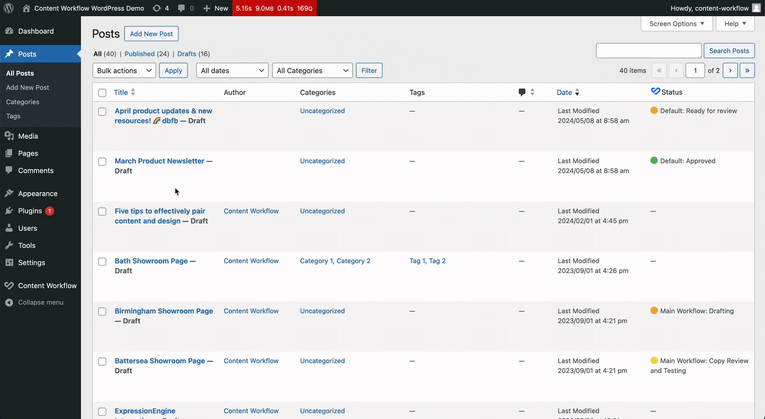 Pushing wordpress post to Content Workflow